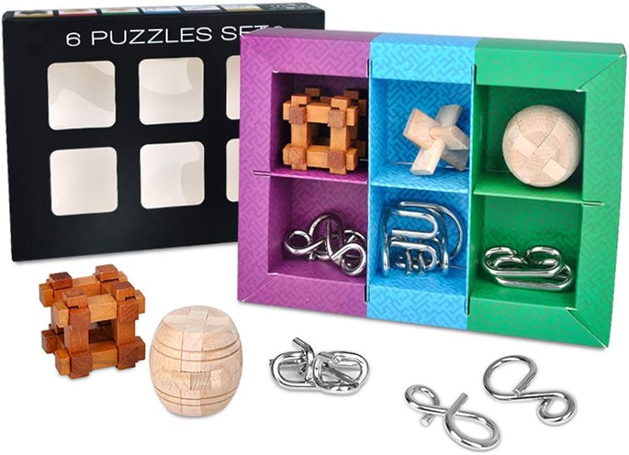 Puzzles de Ingenio en Madera y Metal – 6 Desafíos de Lógica para Niños y Adultos - Imagen 5