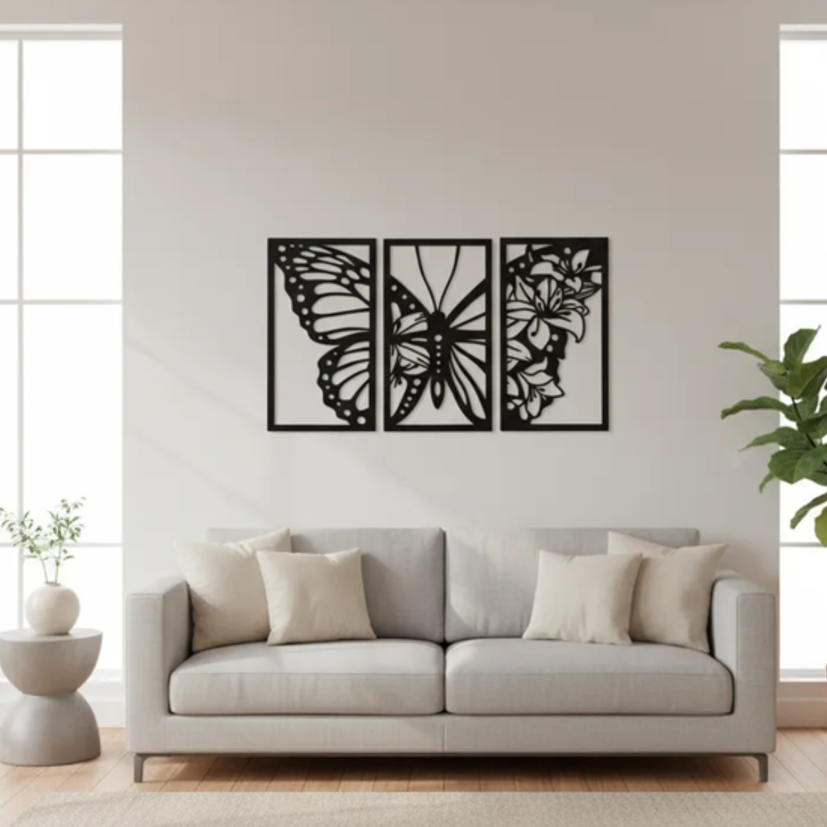 Cuadro triptico Mariposa - Decoracion para pared en MDF -Luzuy Importaciones