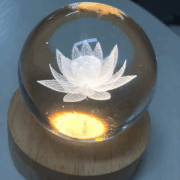 Lampara esfera de cristal 8 cm de diametro s/interruptor -Flor de loto