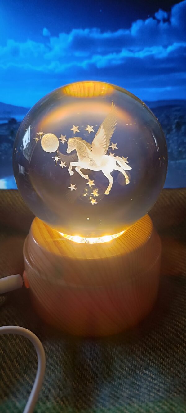 Lámpara esfera de cristal giratoria 8cm diámetro modelo Pegaso