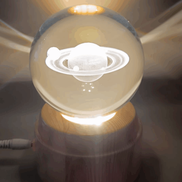 Lámpara esfera de cristal giratoria 8cm diámetro modelo Saturno