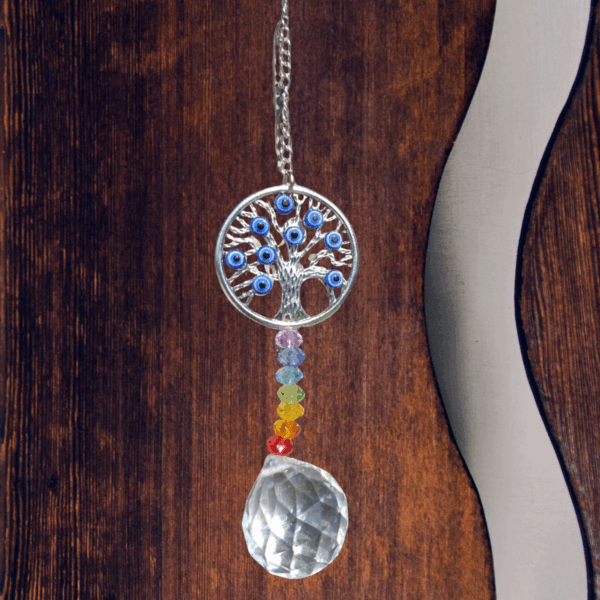 Atrapasol colgante de cristal Ojo turco