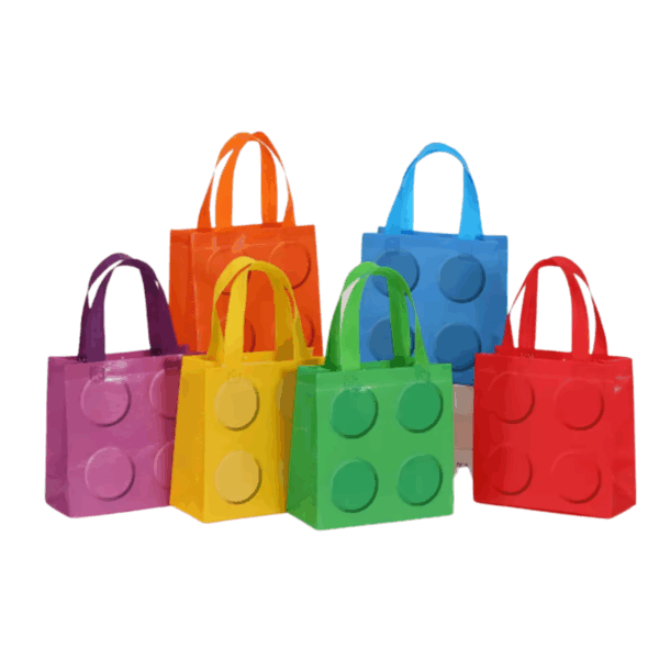 Bolsas de regalo chica en pvc reutilizable 20x20cm -Pack 4 -Diseño Blocks