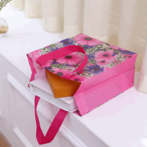 Bolsas de regalo medianas en pvc reutilizable 29x27cm -Pack 12 -Diseño Flores - Imagen 7
