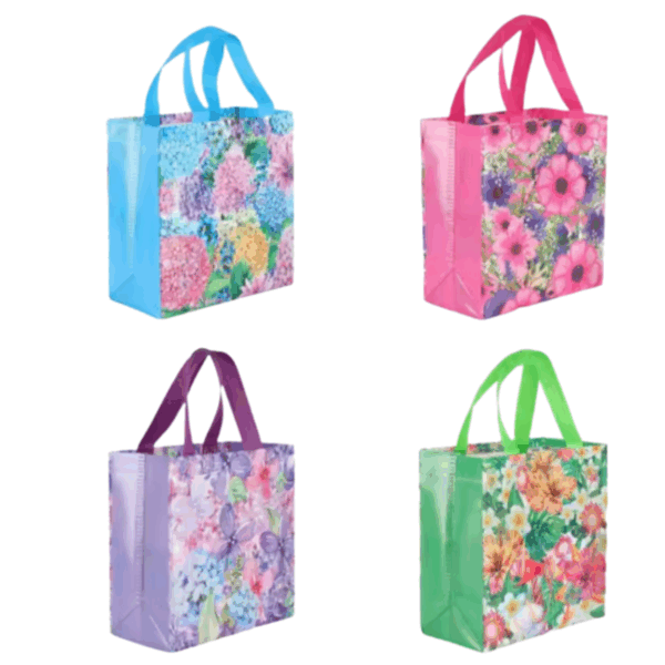 Bolsas de regalo grande en pvc reutilizable 36x32cm - Pack de 4 -Flores - Imagen 8