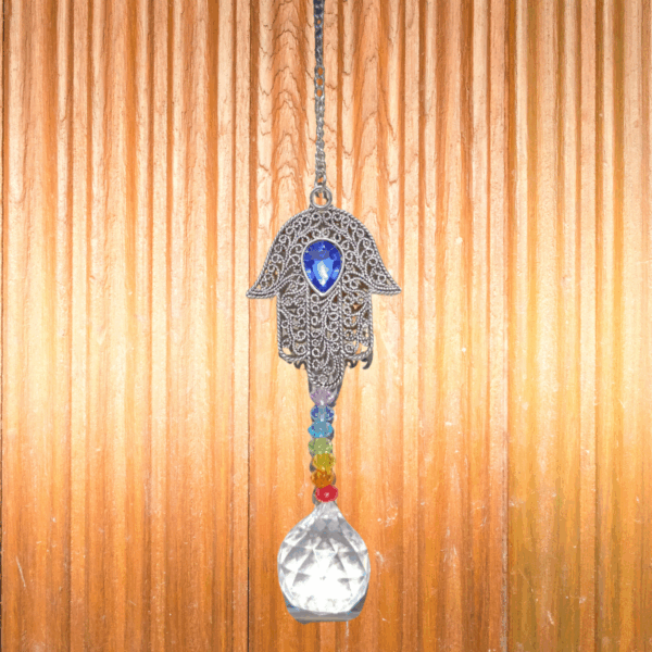 Atrapasol Colgante de cristal Hamsa - Imagen 2