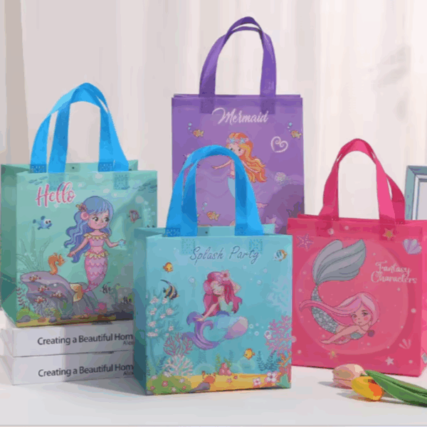 Bolsas de regalo grande en pvc reutilizable 36x32cm - Pack de 4 -Sirenas