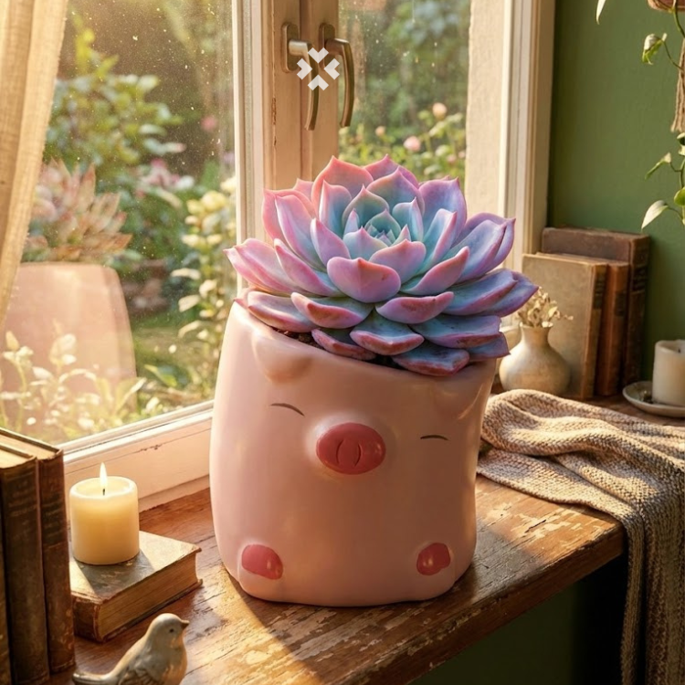Mini Maceta Cerámica diseño Cerdito o Patito- Ideal para Suculentas y Tunitas – Decoración Cute - Imagen 3
