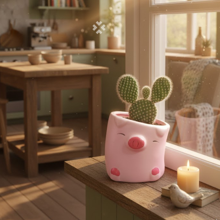 Mini Maceta Cerámica diseño Cerdito o Patito- Ideal para Suculentas y Tunitas – Decoración Cute - Imagen 4