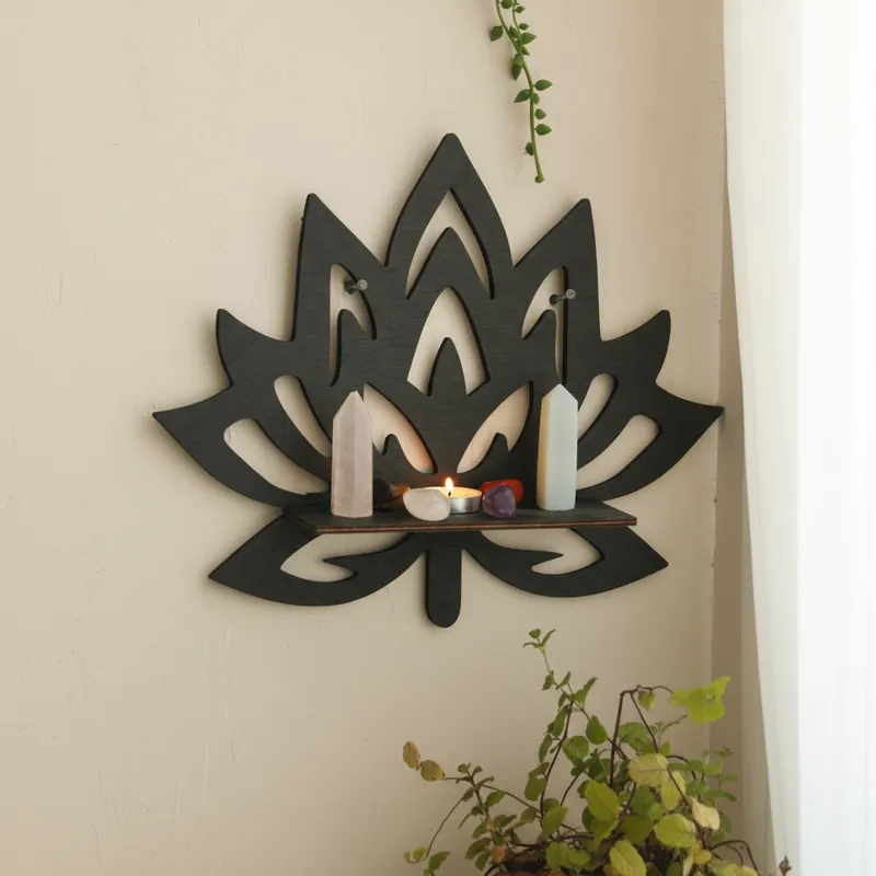 Repisa Pared Flor de Loto MDF | Decoración Zen y Espiritual - Imagen 2