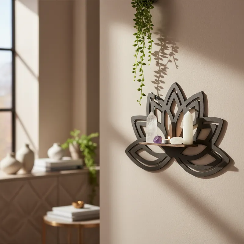 Repisa Pared Flor de Loto MDF | Decoración Zen y Espiritual - Imagen 5