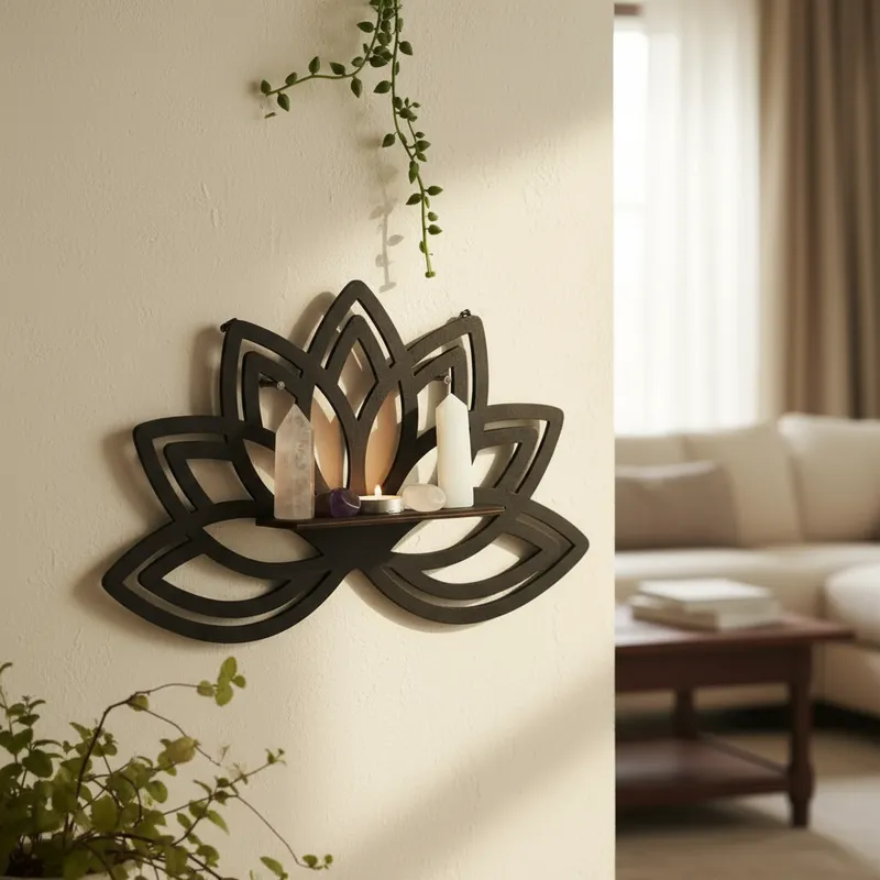 Repisa Pared Flor de Loto MDF | Decoración Zen y Espiritual