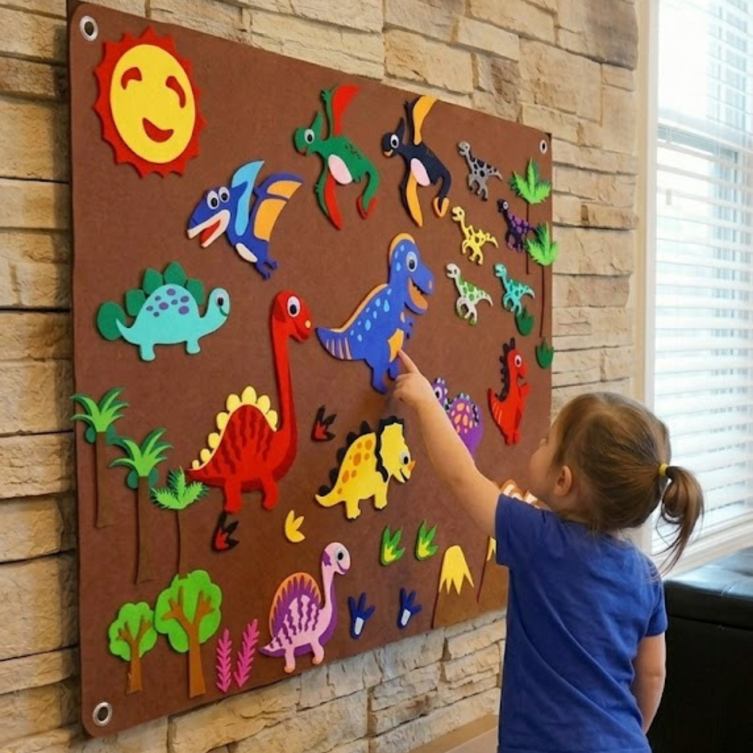 Fieltro didáctico dinosaurios para niños - juego educativo - Luzuy Importaciones