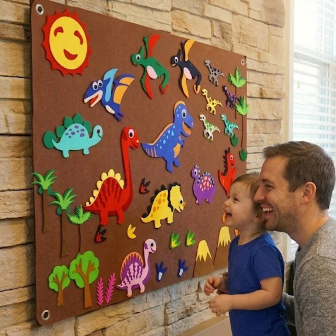 Fieltro didáctico dinosaurios para niños - juego educativo - Luzuy Importaciones