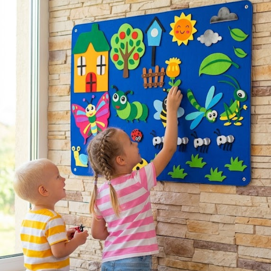 Fieltro didáctico insectos del jardín para niños - juego educativo - Luzuy Importaciones