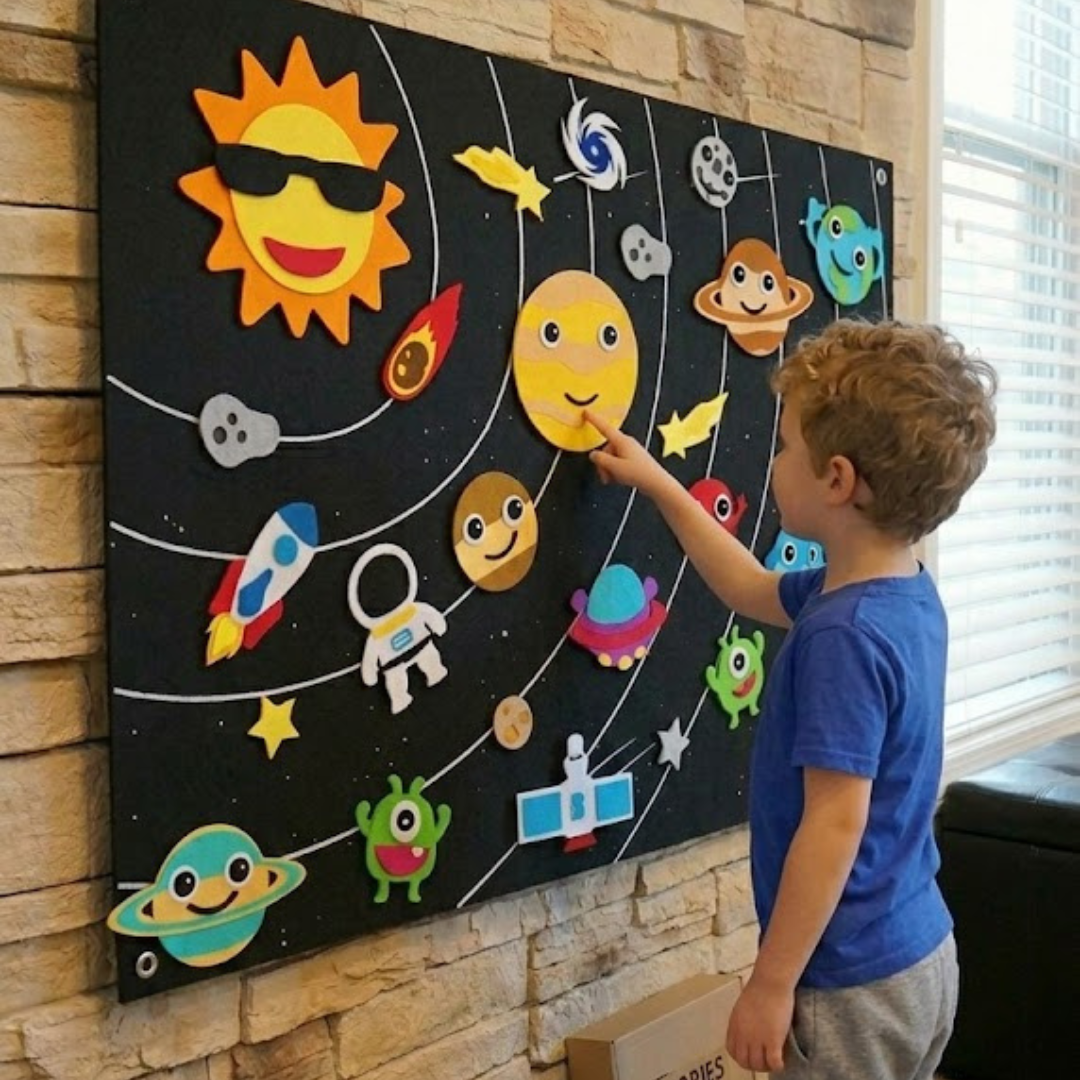 Fieltro didáctico sistema solar para niños - juego educativo - Luzuy Importaciones