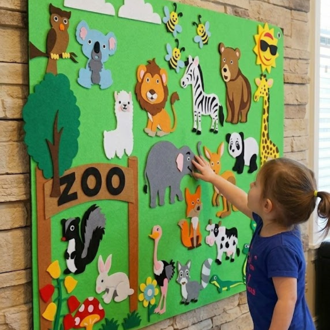 Fieltro didáctico zoo para niños - juego educativo - Luzuy Importaciones