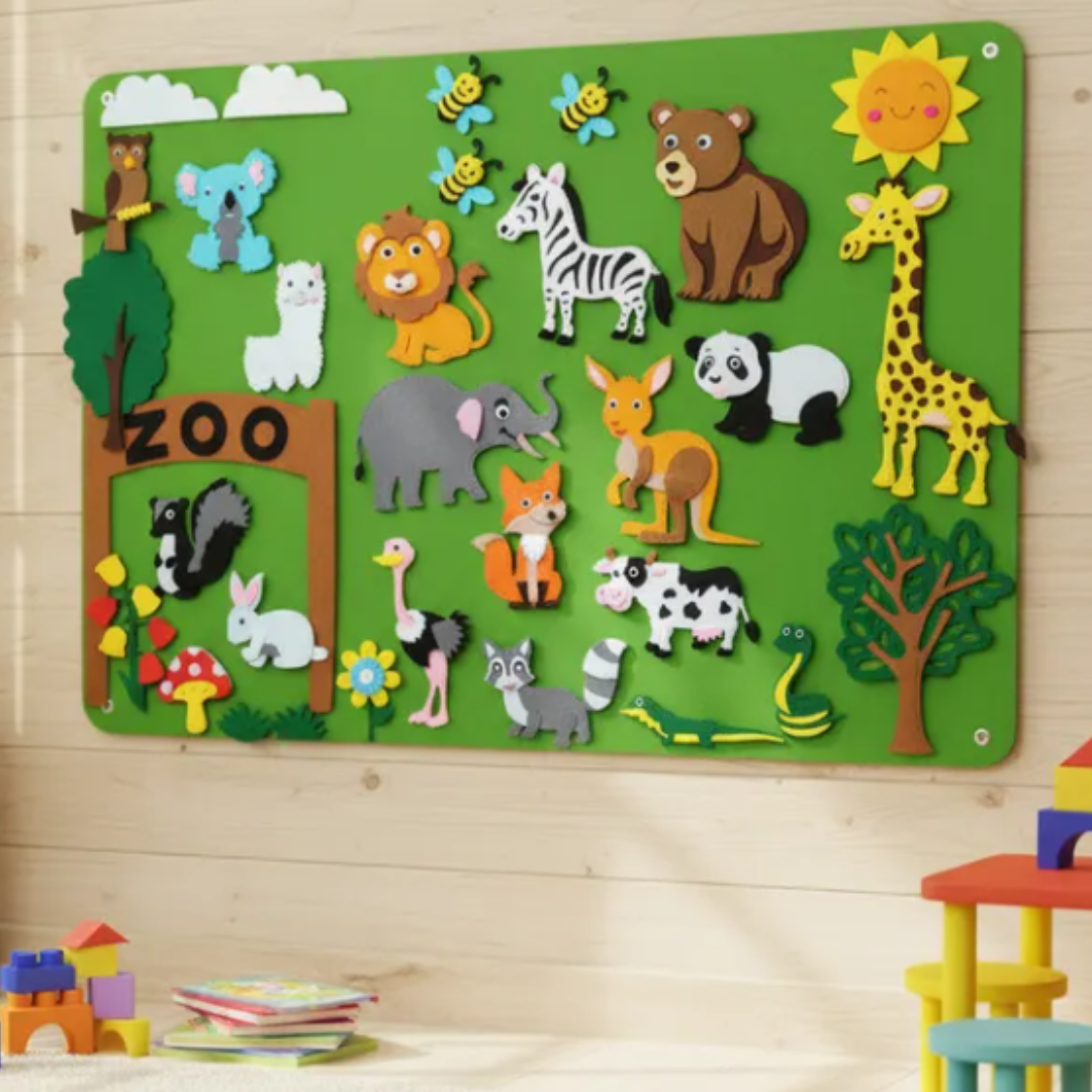 Fieltro didáctico zoo para niños - juego educativo - Luzuy Importaciones