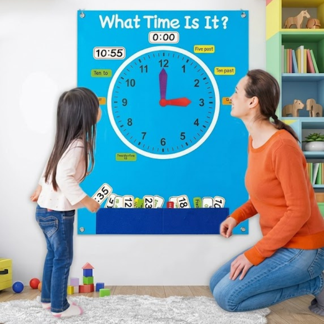 Fieltro didáctico Horas en ingles para niños - juego educativo - Luzuy Importaciones