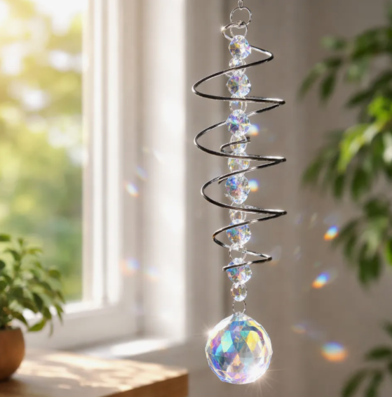 Atrapasol Espiral de Sol Colgante Decorativo con Cristales Multicolor 44 cm - Imagen 2