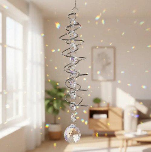 Atrapasol Espiral de Sol Colgante Decorativo con Cristales Multicolor 44 cm - Imagen 4