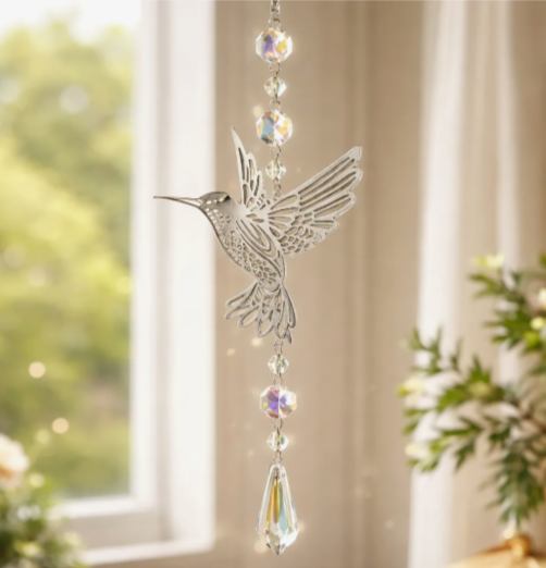 Atrapasol Colibrí Decorativo con Cristales Colgante para Ventana 40 cm - Imagen 2
