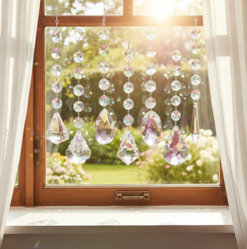 Set de 7 Atrapasoles Tornasolados Colgantes Decorativos para Ventana 17 cm